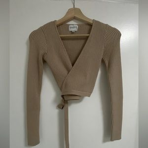NWOT SNDYS Prima Knit Top, wrap top (XS, sand)